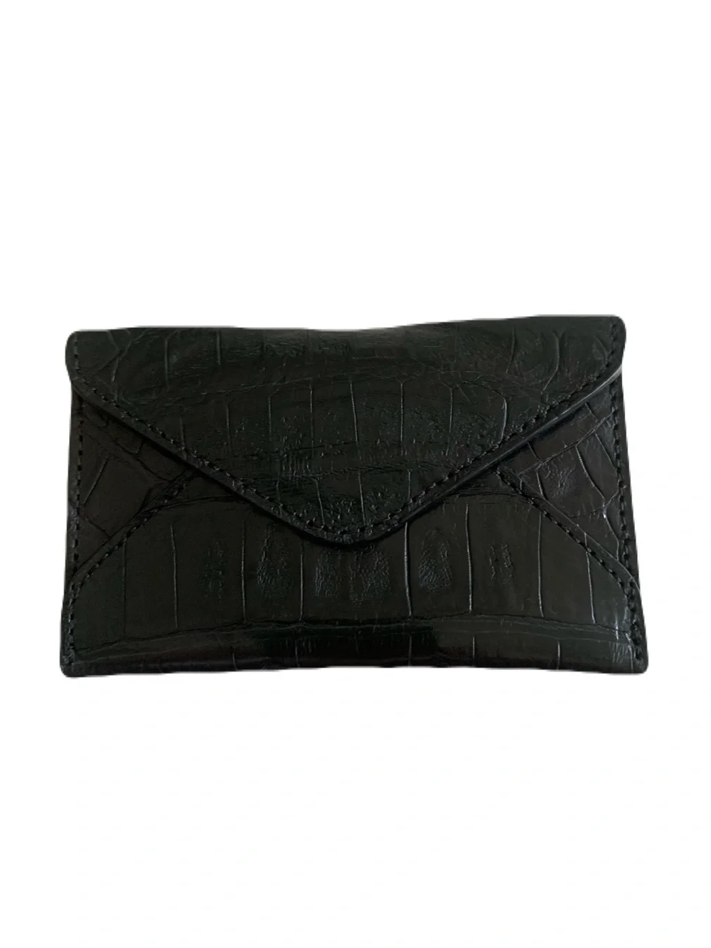 Black Genuine Crocodile Small Envelope Credit Business Card Case USA Made
